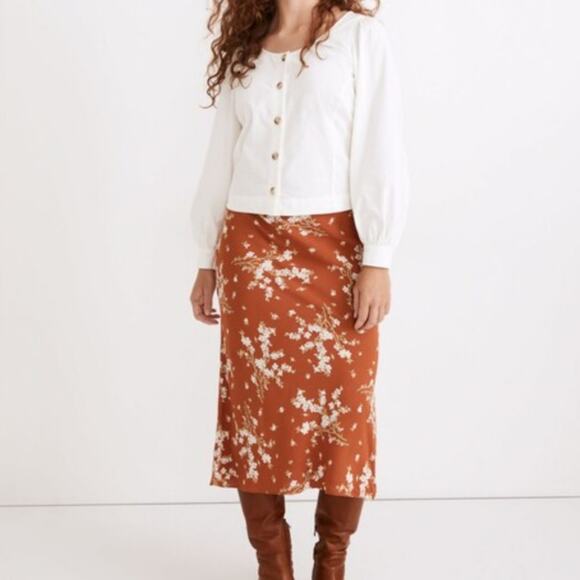 Madewell Corduroy Shirred Puff Sleeve Button Front Top Cream White Cotton Small - Picture 1 of 9